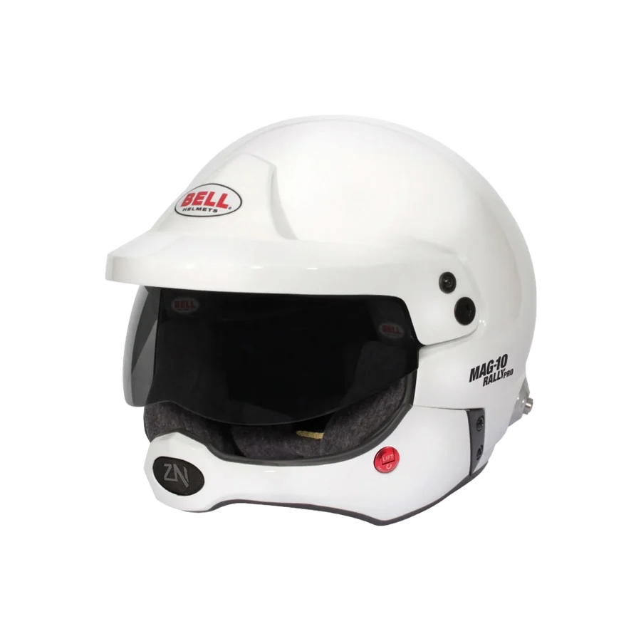 Casque FIA Bell Mag 10 Rally Pro, finition blanc