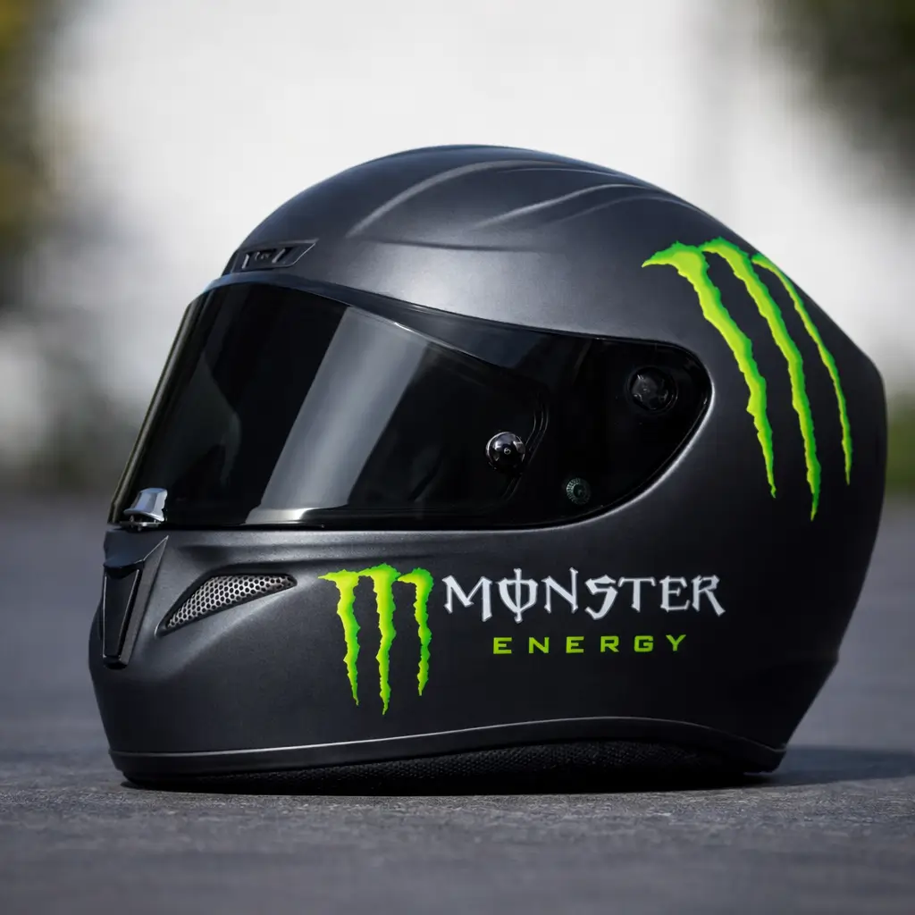 Casque noir personnalisé aux couleurs Monster Energy